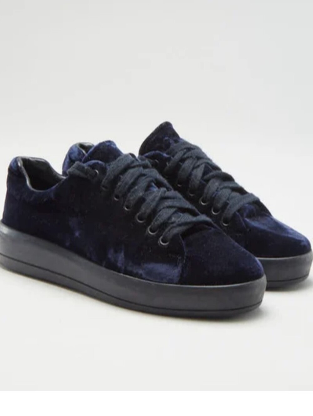 PRADA Linea Rossa Blue Velvet Microsole Low Top Lace Up Sneaker EU 35 Navy
